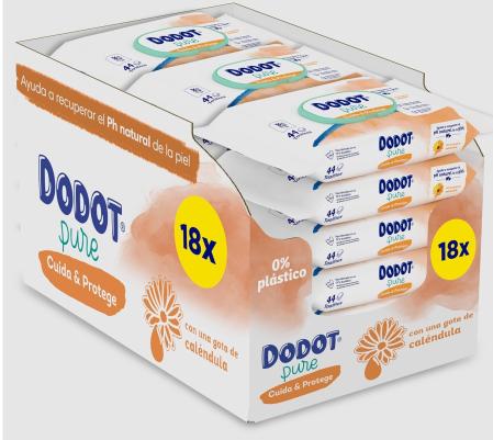 Dodot Toallitas Pure Cuida & Protege, 18 paquetes de 44 unidades (792 toallitas)