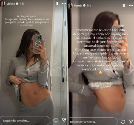 Violeta Mangriñan muestra su cuerpo 15 días después del parto