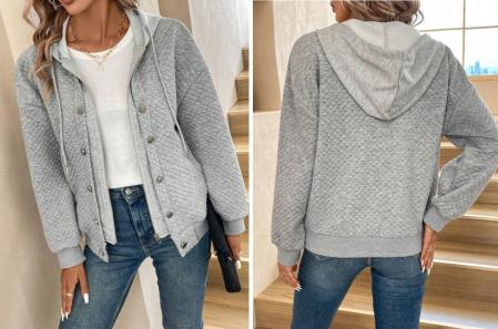 SHEIN LUNE Cazadora de hombros caídos con cordón con capucha