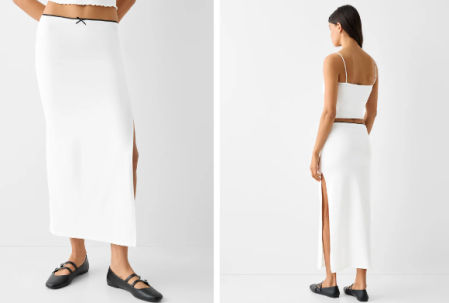 Falda midi con nylon detalle lazo