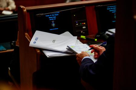 Primera sesión del debate de investidura de Pedro Sanchez, como presidente del Gobierno, en el pleno del Congreso de los Diputados.
