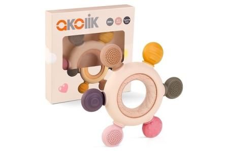 Juguete de dentición akolik con 4 texturas