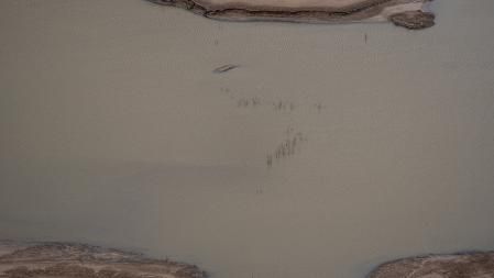 Vista del lugar donde ya se ven los primeros restos del puente de Sant Romà de Sau.