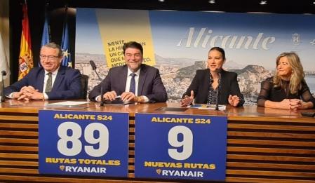 Presentación de las nuevas rutas de Ryanair en Alicante, que ya suma 89