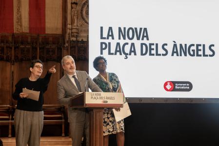 Maria Buhigas, Jaume Collboni y Elvira Dyangani Ose, durante la presentación del proyecto