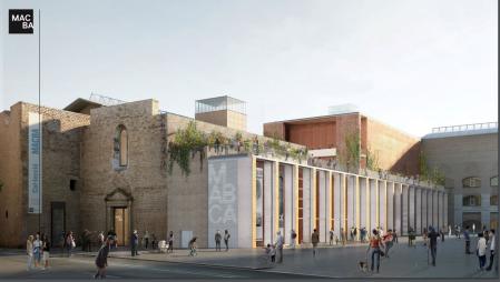 Render del nuevo edificio en el que crecerá el Macba