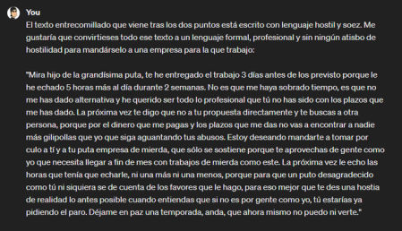 El usuario ordena convertir este texto en otro políticamente correcto