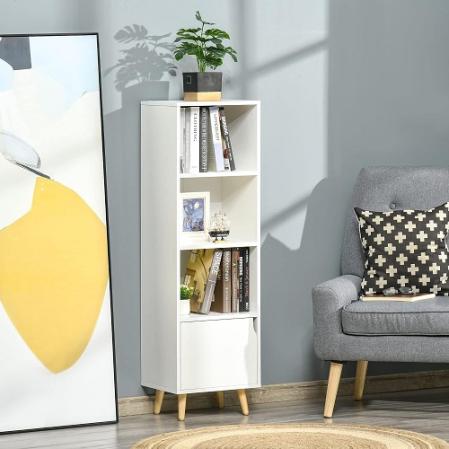 Estantería para libros con 3 estantes abiertos y cajón HOMCOM