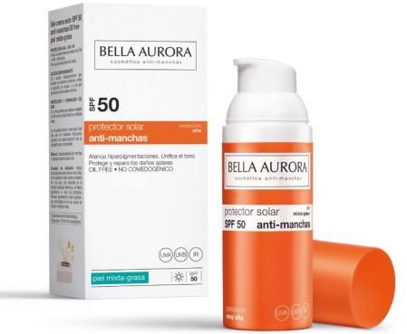 BELLA AURORA, crema solar facial antimanchasSPF 50+ 50 ml