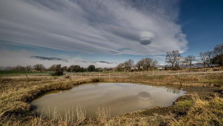 Nubes lenticulares y niebla.
