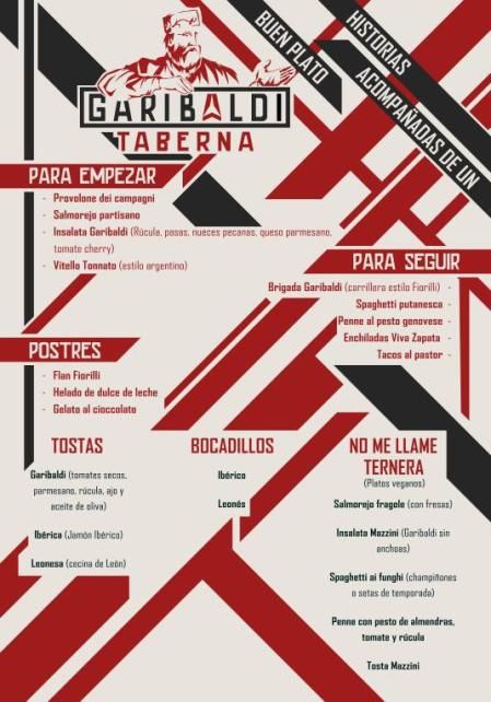 Carta de la taberna Garibaldi