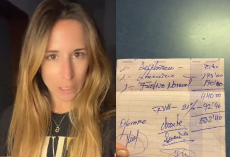 La protagonista muestra el desglose de la factura