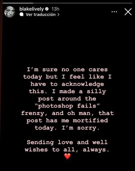 Blake Lively se disculpa por su publicación sobre Kate Middleton