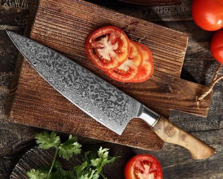 Cuchillo japonés Gyuto HEZHEN VG10 de acero de Damasco de 21cm