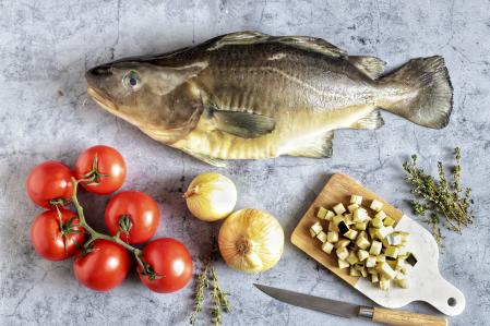 Ingredientes para el bacalao en samfaina