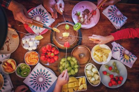 Una fondue de chocolate.