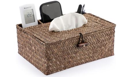 Caja de pañuelos con organizador para mandos