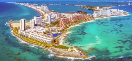 Paisaje aéreo de Cancún.