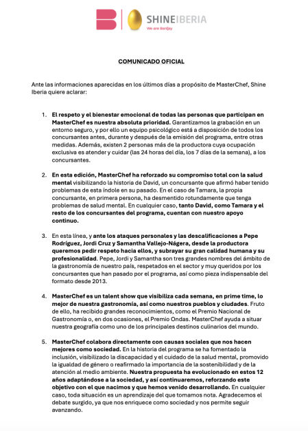 Comunicado de Shine Iberia