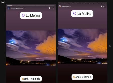 Las dos capturas de la imagen de Vilamala destacadas por la NASA.