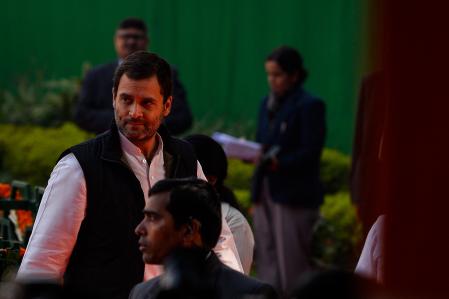 Rahul Gandhi en el 131.º aniversario del partido, en 2016