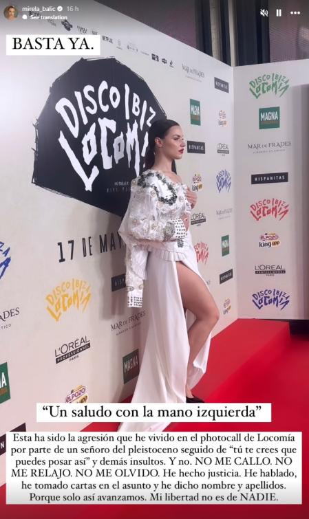 Mirela Balić denuncia la agresión que ha vivido en el photocall de 'Disco, Ibiza, Locomía'.