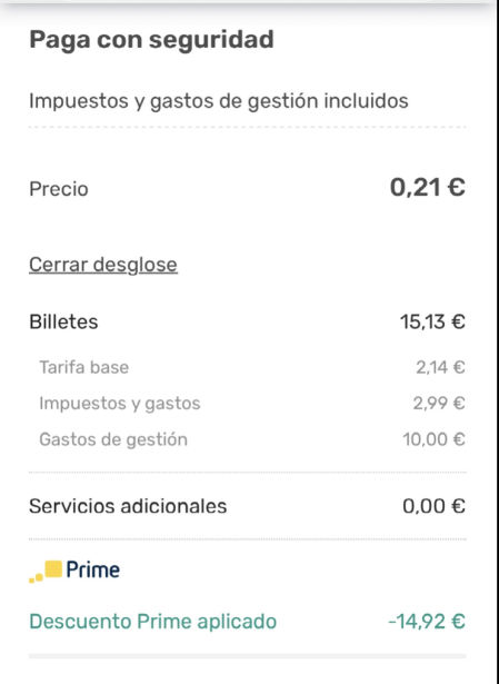 El desglose de costes del billete