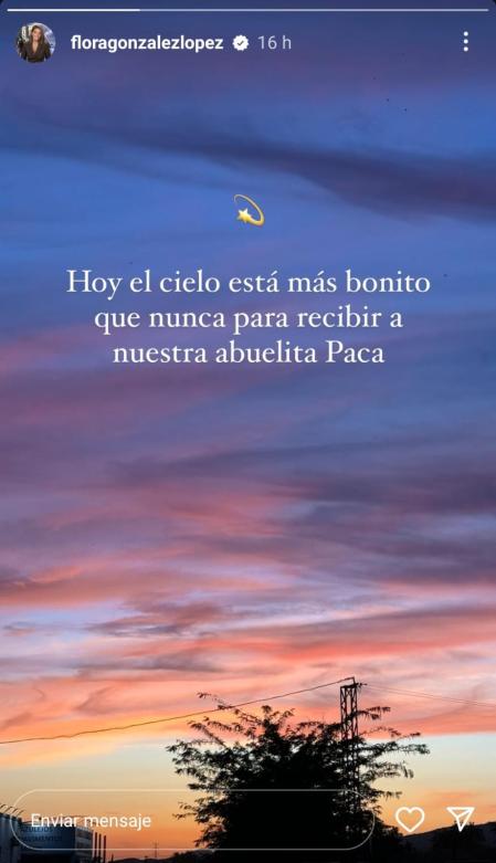 Flora González, presentadora de El Tiempo en Telecinco, anuncia la pérdida de su abuela