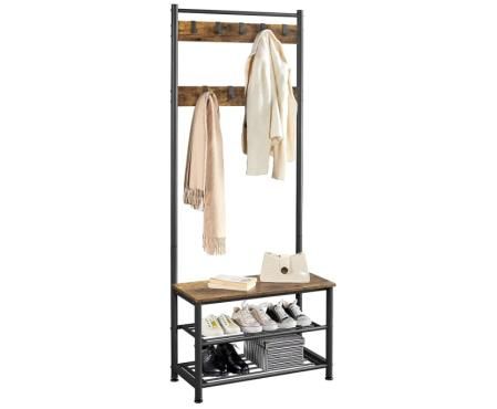 Yaheetech perchero de pie con zapatero y banco de Amazon