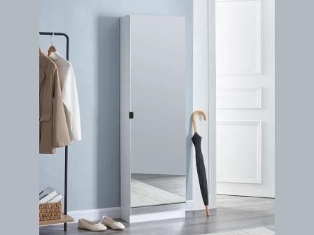 Zapatero alto con espejo y 5 bolsos para poner zapatos