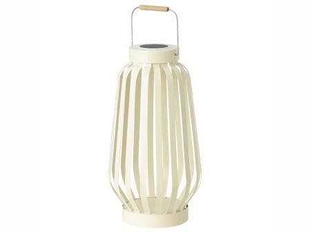 Lámpara de pie solar LED en beige a rayas Solvinden de IKEA