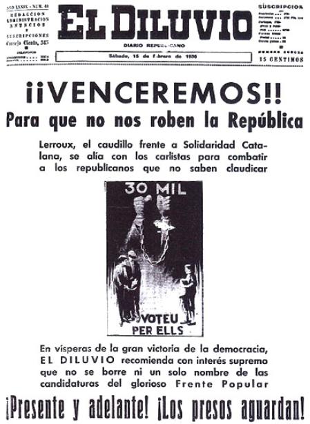 Portada de 'El Diluvio' del inicio de la guerra civil.