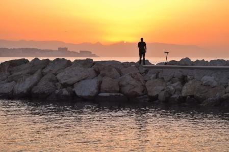 Calima al amanecer en Fuengirola.