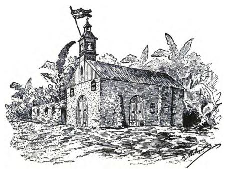 Dibujo de la iglesia en Baler.