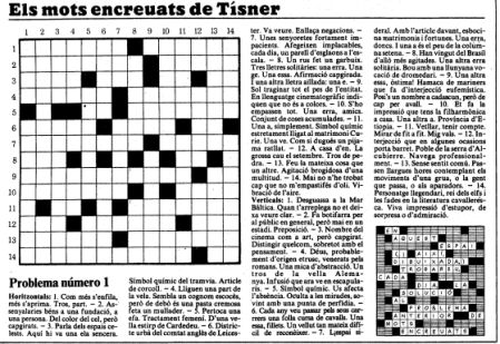 Tísner publicó  el primer crucigrama de 