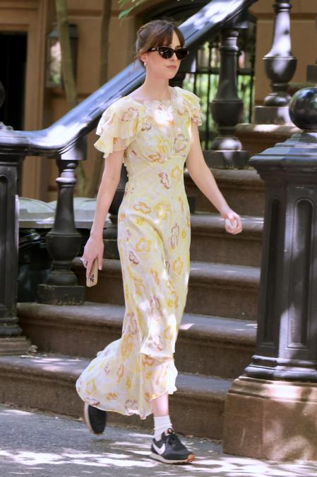 Dakota Johnson en el rodaje de 