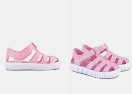 Cangrejeras de bebé niña en rosa con cierre adherente