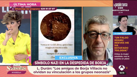 Los amigos de Borja Villacís cuelgan un cartel con simbología nazi en su funeral