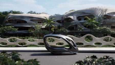 El futurista vehículo eléctrico para moverse por las urbanizaciones del mañana.