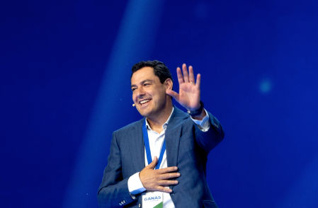 Juan Manuel Moreno Bonilla en un congreso del PP