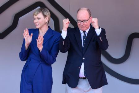 Prince Albert and Princess Charlene of Monaco attending Grand Prix of Monaco in Monaco on May 26, 2023.