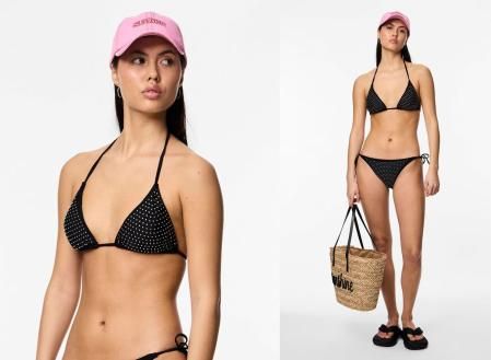 Top y braga bikini con tirantes ajustables con strass de Pieces