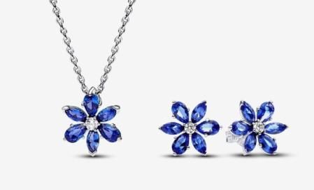 Conjunto de colar y pendientes de Herbario azul