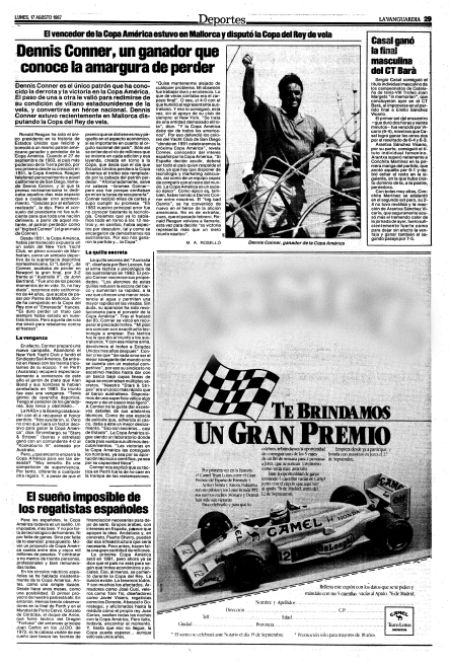 Dennis Conner adquirió fama mundial fue en las regatas de la Copa América