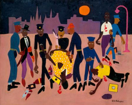 'Luna sobre Harlem', óleo sobre madera de W. H. Johnson, c. 1943-1944.