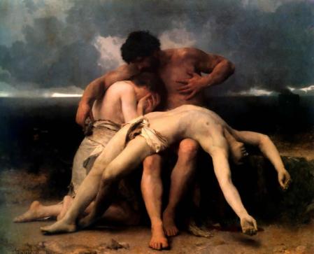Abel es hallado muerto por Adán y Eva. Cuadro de William-Adolphe Bouguereau, El Despertar de la Tristeza (1888).