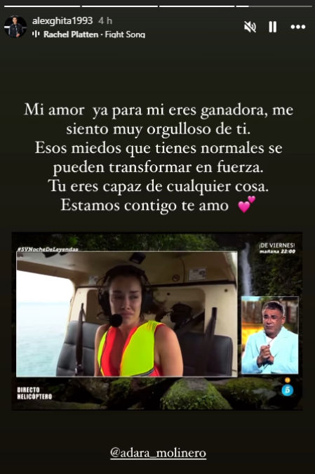 Álex Ghita envía un mensaje de apoyo a Adara Molinero tras su difícil comienzo en 'Supervivientes'