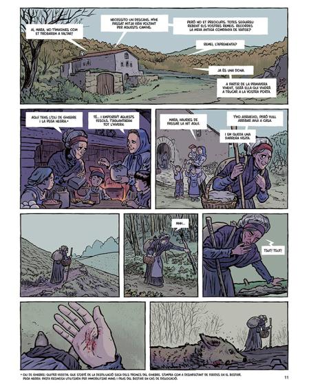 Página de la edición catalana del álbum, titulada ‘Un fosc mantell’&nbsp;