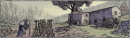 Viñeta de ‘Un oscuro manto’, publicado en castellano y en catalán