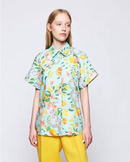 Camisa de manga corto con botonera oculta.